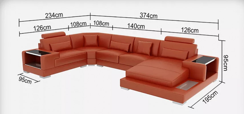 Sectional sofa living area corner couch coffee table sofa L-shape leather sofa couch upholstery