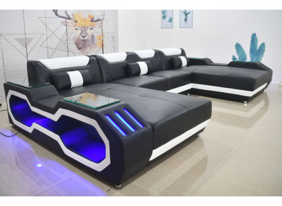 Modern sofa, soft corner sofa, living area design, leather corner sofa, U-shaped sofa.
