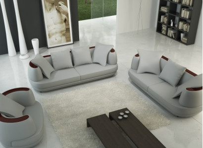 Leather sofa set 3+2+1 couch seat cushion sofa suite set new royal gray
