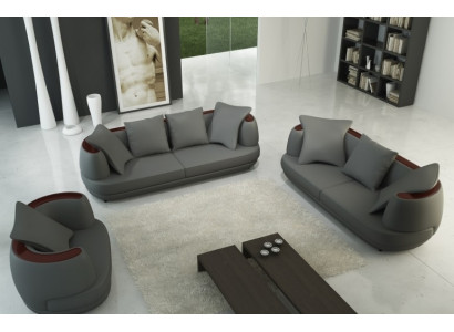 Royal luxury designer couch set upholstery 3+2+1 leather sofa seat royal gray