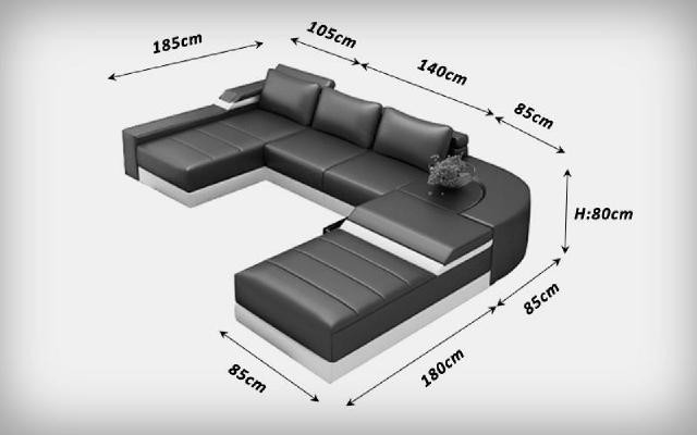 Corner sofa with USB upholstery leather set living landscape lounger Bellenberg