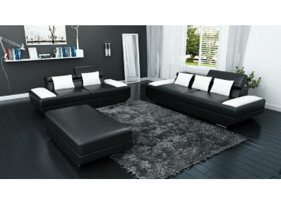 Leather Sofa Set 3+2 with USB Upholstered Sofa Set Stool Sofas -2719A