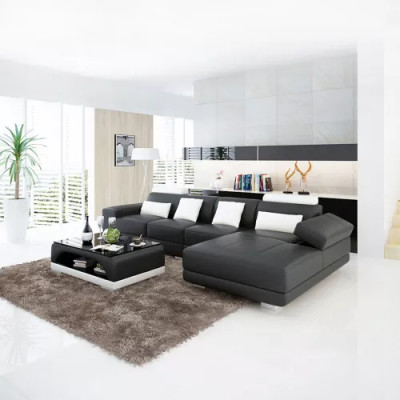 Leather sofa, corner sofa, upholstered designer sofa, modern sofa, L-shaped corner sofa