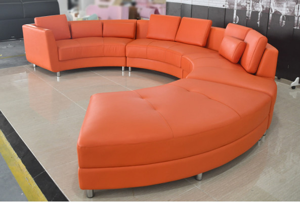 Leather Sofa Modern Upholstered Leather Round Living Landscape Corner Sofa Round Couch