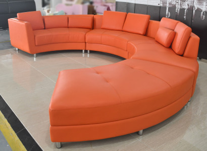 Leather Sofa Modern Upholstered Leather Round Living Landscape Corner Sofa Round Couch