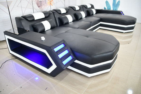 Leather sofa, modern upholstery leather living landscape design corner sofa couch fabric