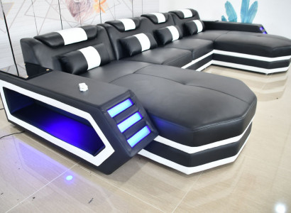 Leather sofa, modern upholstery leather living landscape design corner sofa couch fabric