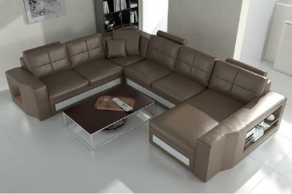 Sectional leather sofa big XXL U shape living landscape sofa couch set new H2210