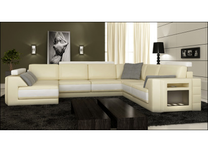 Designer sofa corner sofa couch leather sofa upholstery sitting corner suite +light PHM3027