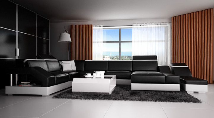 Leather sofa couch living landscape corner sofa suite design modern sofa K5011