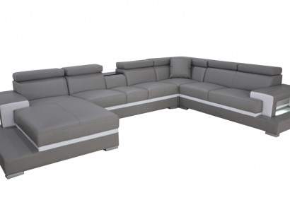 Design leather upholstery seat room living room sofa corner sofas couch designer suite XXL