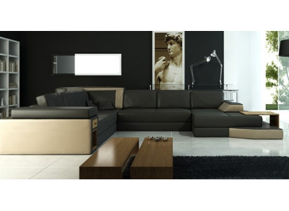 XXL Design Corner Sofa Big Sofa with USB Couch Living Landscape U Shape Leather Fabric Corner