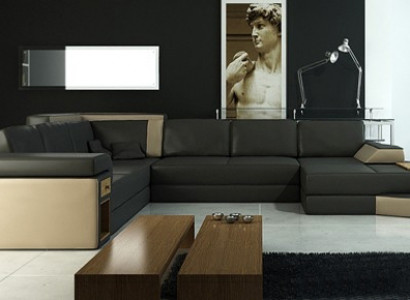 XXL Design Corner Sofa Big Sofa with USB Couch Living Landscape U Shape Leather Fabric Corner