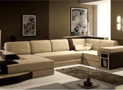 XXL Design Big Sofa +USB Corner Sofa Couch Living Landscape U Shape Leather Textile Corner