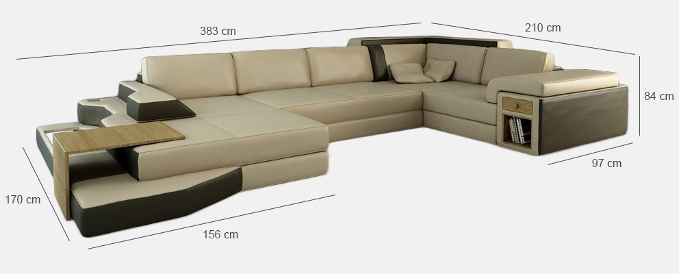 XXL Design Big Sofa +USB Corner Sofa Couch Living Landscape U Shape Leather Textile Corner
