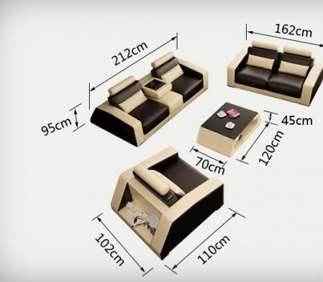 Leather Sofa Couch Sofa Set New 3+2+1 Seater Set Design Modern Sofa +USB