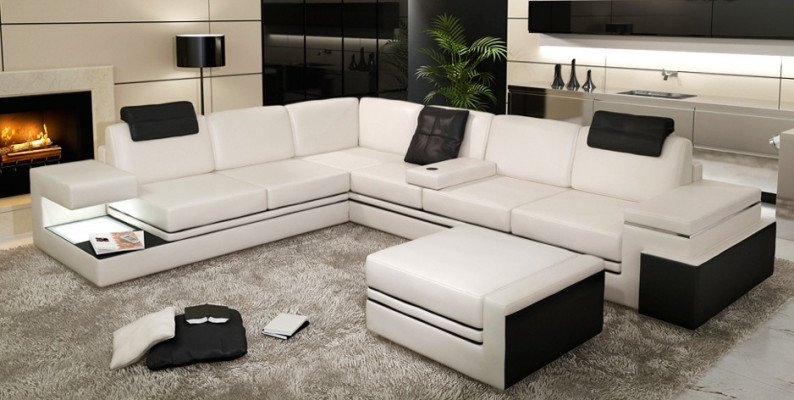 XXL corner sofa living area with USB upholstery seat suite sofas couches textile
