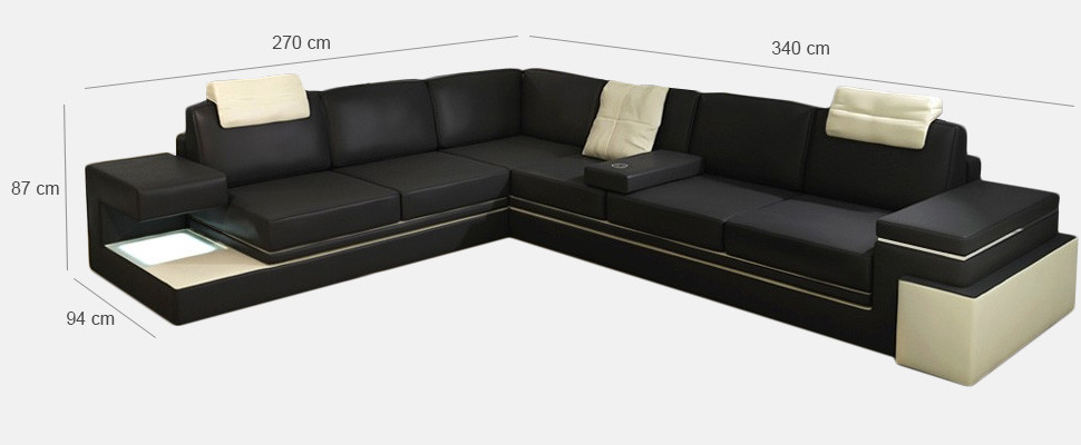 XXL corner sofa living area with USB upholstery seat suite sofas couches textile