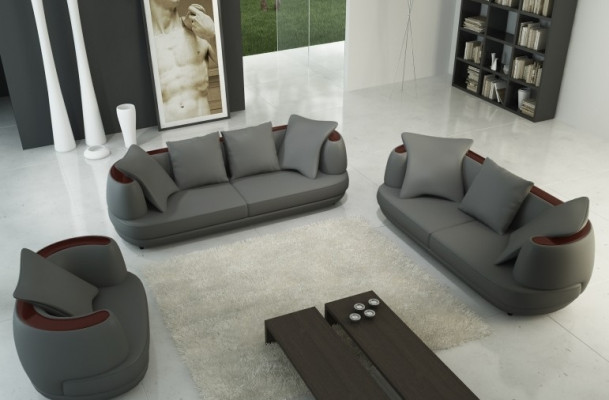 Sofa set with USB Luxury designer couch upholstery 3+2+1 leather sofa seat gray new