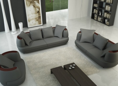 Sofa set with USB Luxury designer couch upholstery 3+2+1 leather sofa seat gray new