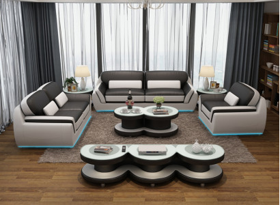 Leather sofa couch set new 3+2+1 seat set design modern sofa + USB