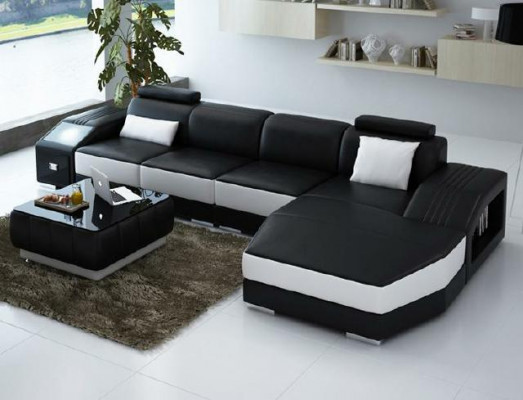 Living landscape upholstery corner corner sofa with USB set landscape leather new 2724B