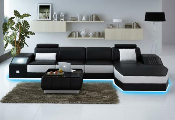 Living landscape upholstery corner corner sofa with USB set landscape leather new 2724B
