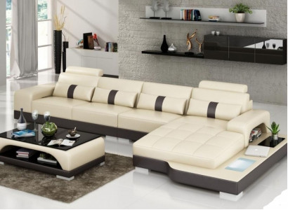 Leather sofa couch living area corner sofa corner set design modern sofa with USB new EU