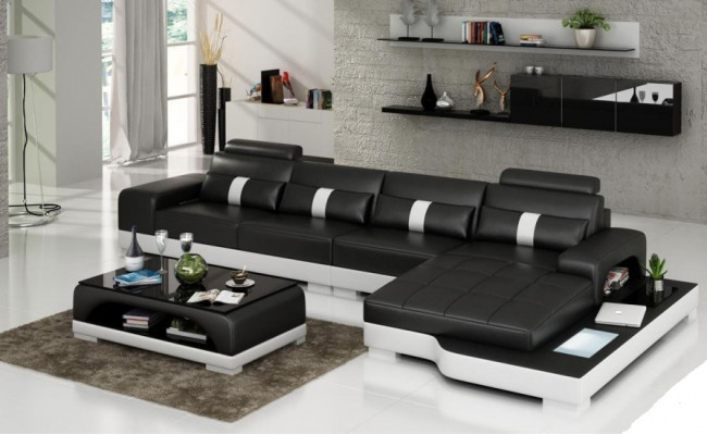 Leather sofa couch living area corner sofa corner set design modern sofa with USB new EU