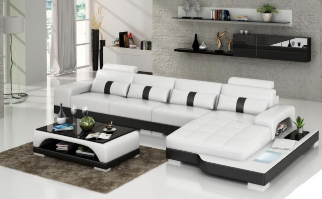 Leather sofa couch living area corner sofa corner set design modern sofa with USB new EU