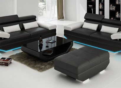 Leather sofa, sofa with USB, living area 2+2 set, design couch sofa