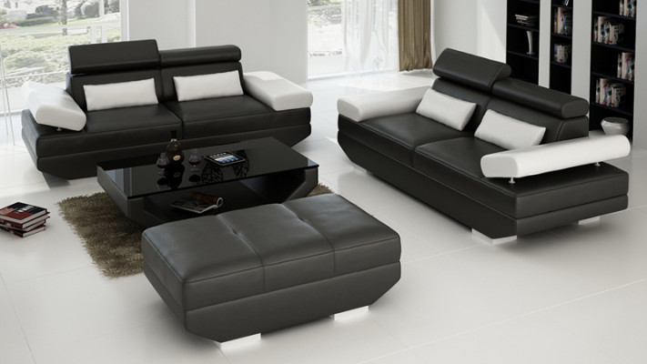 Leather sofa, sofa with USB, living area 2+2 set, design couch sofa