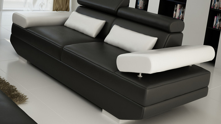 Leather sofa, sofa with USB, living area 2+2 set, design couch sofa