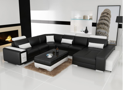 Leather sofa couch living landscape corner sofa modern corner decor design suite