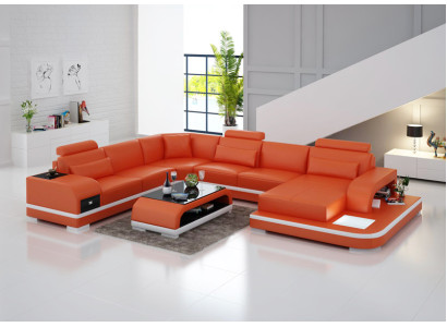 Leather sofa couch living area corner sofa corner suite design modern