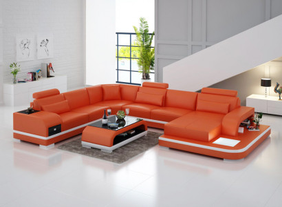 Leather sofa couch living area corner sofa corner suite design modern