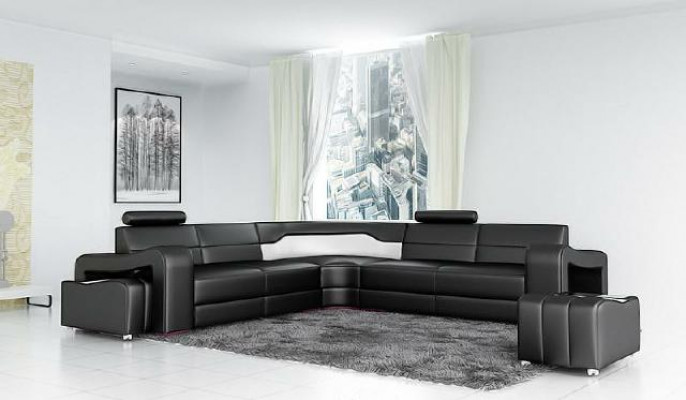 Leather sofa with USB corner sofa corner couch designer living landscape L shape sofa PISA