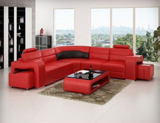 Leather sofa with USB corner sofa corner couch designer living landscape L shape sofa PISA