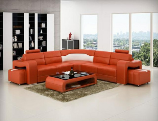 Leather sofa with USB corner sofa corner couch designer living landscape L shape sofa PISA