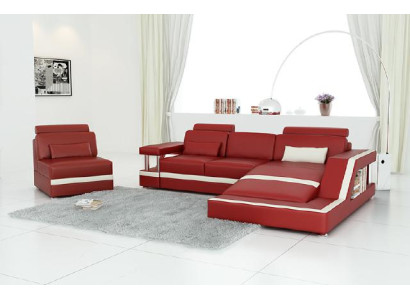 LEATHER SOFA XXL LIVING LANDSCAPE SET CORNER SOFA LEATHER SET with USB UPHOLSTERY