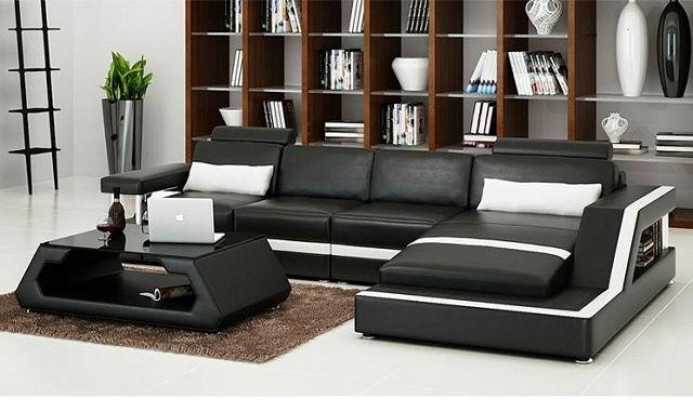 LEATHER SOFA XXL LIVING LANDSCAPE SET CORNER SOFA LEATHER SET with USB UPHOLSTERY
