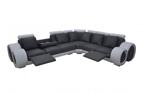 Design leather upholstery XXL seating room sofa with USB design corner suite sofas new