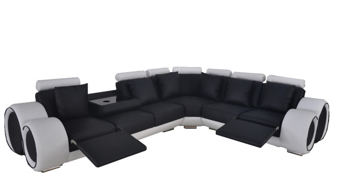 Design leather upholstery XXL seating room sofa with USB design corner suite sofas new