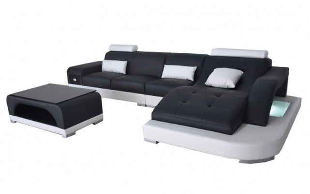 Leather corner sofa with USB living area luxury suite corner sofas couches upholstery