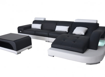 Leather corner sofa with USB living area luxury suite corner sofas couches upholstery