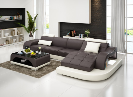 Leather corner sofa with USB living area luxury suite corner sofas couches upholstery