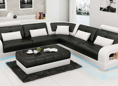 Leather sofa USB living landscape corner sofa suite design sofa couch L6008B new
