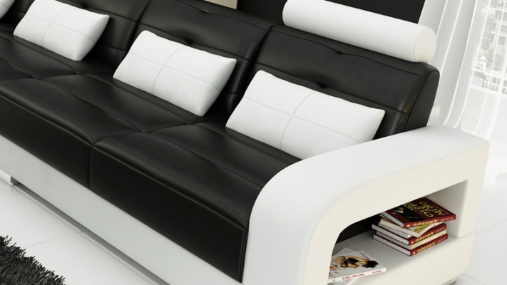 Leather sofa with USB, living landscape corner sofa corner suite design modern sofa L6008C