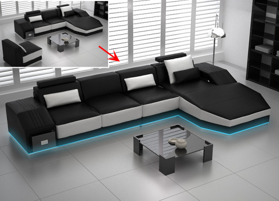 Leather sofa with USB, living area corner sofa corner unit design modern sofa L6003C