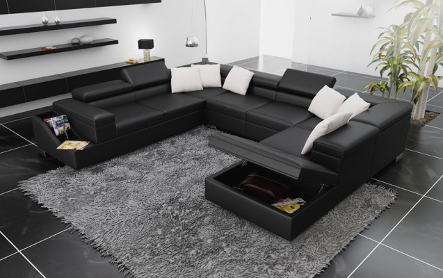 Leather sofa couch living landscape corner sofa corner set modern design U K5006